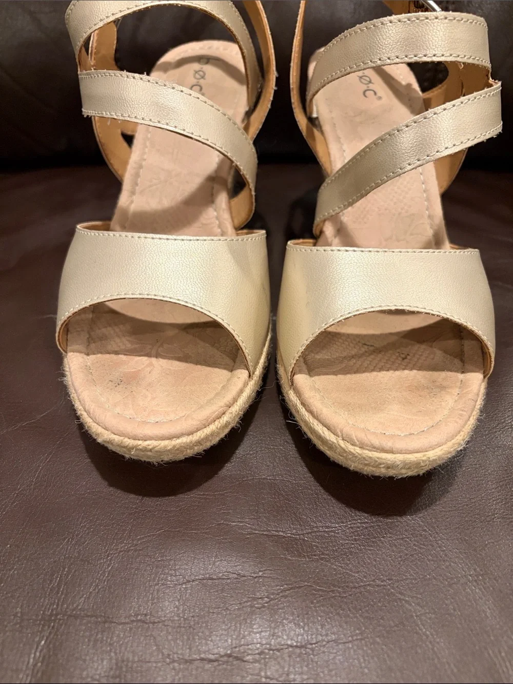 b.o.c. Women's Neutral Strappy Espadrille Wedge Sandals